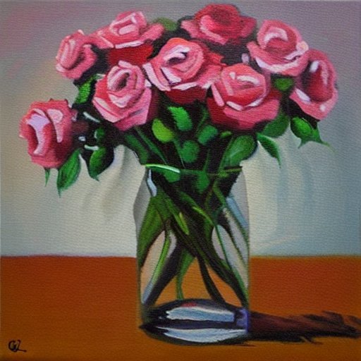 Text prompt given to Stable Diffusion = "Cylindrical rose vase acrylic painting"