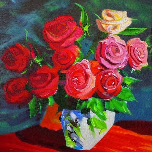 Text prompt given to Stable Diffusion&nbsp;= "Impressionist rose acrylic painting"